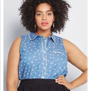 ModCloth dinosaur button up plus size top